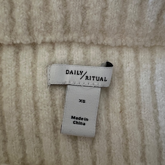 Daily Ritual Ribbed Knit Pencil Skirt in Cream | Wool Blend Size XS - Picture 5 of 6